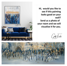Load image into Gallery viewer, Jerusalem City Lights, Blue &amp; Gold
