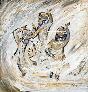 Abstract Hasidic Dance White Gold