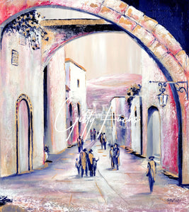 The Old City in Pink & White Vertical