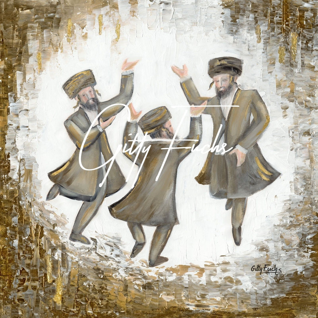 White Modern Abstract Painting Hasidic Dance Contrast